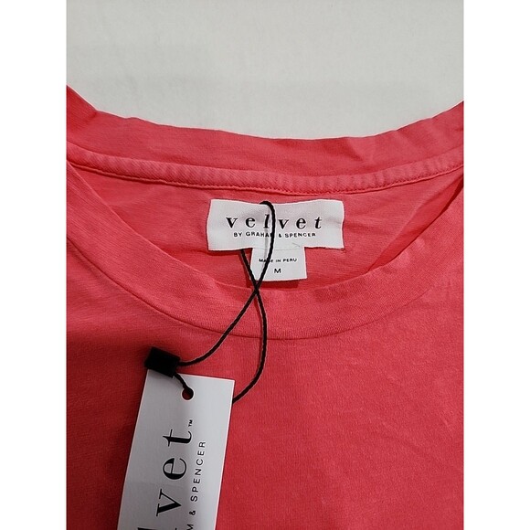 NWT Velvet Graham Spencer Top Womens Medium Pink Crew Neck T-Shirt Cotton Blend - Picture 2 of 7
